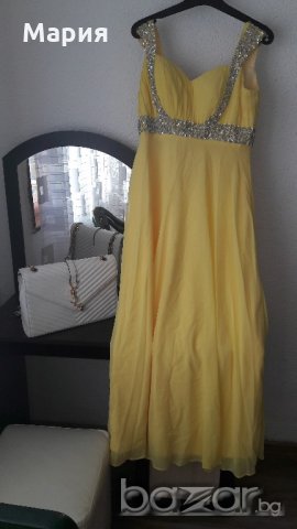 Бална рокля жълта с връзка корсет, снимка 4 - Рокли - 20563499