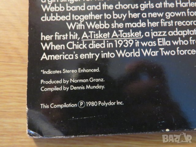 Грамофона плоча Ела Фицджералд, Ella Fitzgerald - Incomparable  - изд. 1980 г., снимка 5 - Грамофонни плочи - 25070251