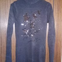 черна блуза с паети, снимка 1 - Блузи с дълъг ръкав и пуловери - 24065893