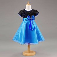приказна официална синя  рокля с пандела , снимка 1 - Детски рокли и поли - 15029075