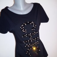 Дамска черна тениска Chic, снимка 2 - Тениски - 23195745
