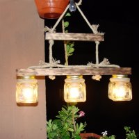 Уникална, ръчно изработена дървена битова лампа (осветително тяло от дърво)- ретро / винтидж стил, снимка 1 - Лампи за таван - 19120923