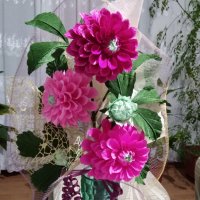 Цветя от хартия-далии, снимка 7 - Изкуствени цветя - 25247625