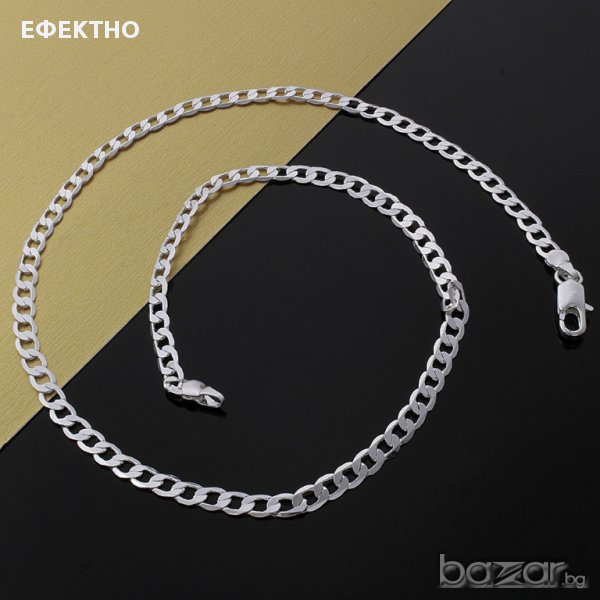 Сребърен ланец-61 см.дължина, 5 мм ширина, снимка 1