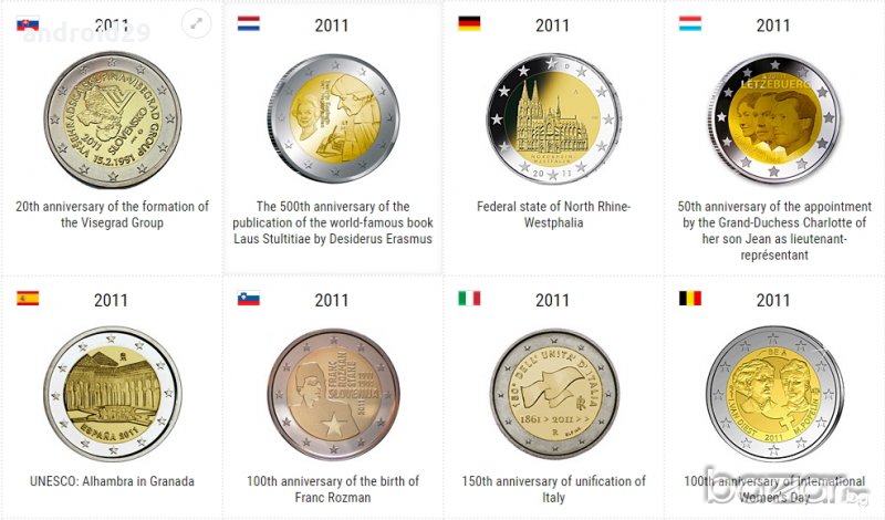 2 Евро монети (възпоменателни) емитирани 2011г, снимка 1