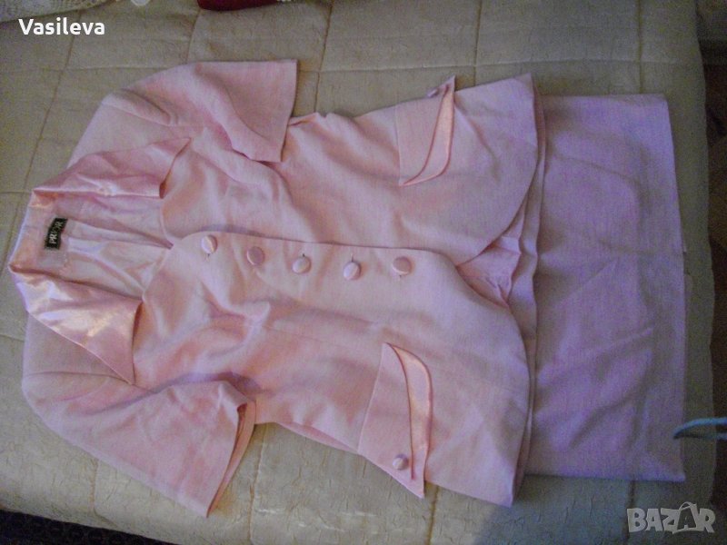 Дамско ново костюмче розово с къс ръкав, снимка 1