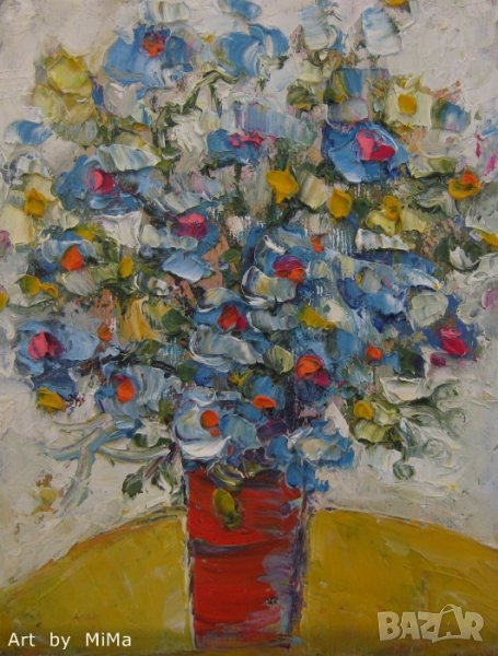 Сини цветя ... масло / платно Art by MiMa МиМа - картина ___107, снимка 1