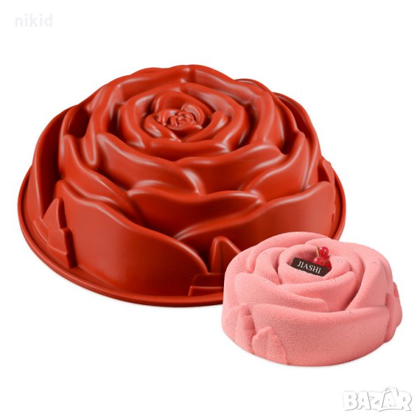 Дълбок релеф голяма роза силиконова форма тава за направа печене кекс торта желиран сладкиш пай, снимка 1