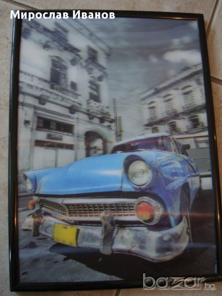 3Д картина пано със синя кола от Хавана, снимка 1