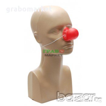 Парти артикул - клоунски нос с ластик за удобно поставяне. Носът издава звук при натиск. , снимка 1