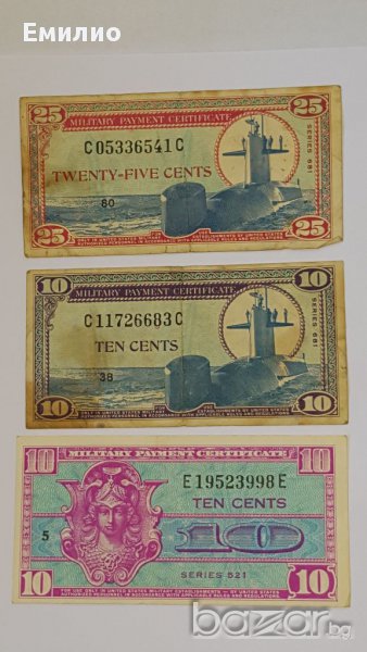 MPC. USA MILITARY PAYMENT CERTIFICATE SERIES 681 & 521 1954-1958, снимка 1