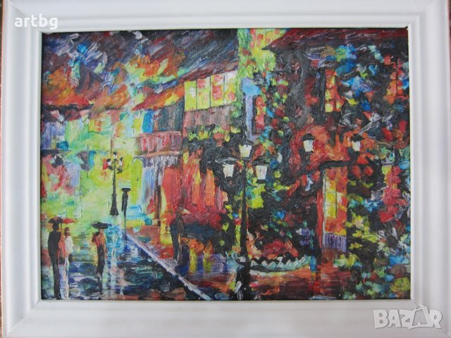 Автентична картина "Булевард", снимка 2 - Картини - 24741436