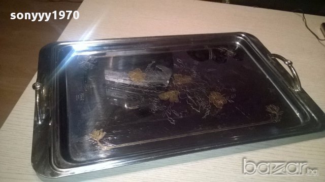 Rostfrei 18/10 gold 24k-поднос 46/30см-позлата+камъни-внос швеицария