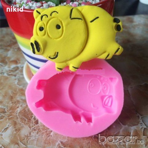 прасе свиня  силиконов молд форма декорация и украса торта фондан шоколад мъфини