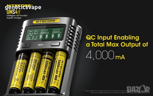 Nitecore UMS4 LCD Screen USB Battery Charger зарядно, снимка 4 - Друга електроника - 24420804