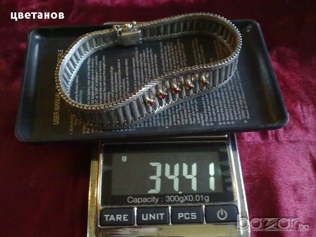 стара сребърна гривна с рубини и 18 к.злато, снимка 8 - Антикварни и старинни предмети - 16432046