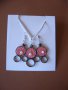 Розово колие с перла и обеци, снимка 1 - Колиета, медальони, синджири - 17675289