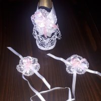 Сватбен комплект /ръчно изработен/ в розово, снимка 7 - Сватбени аксесоари - 23553750