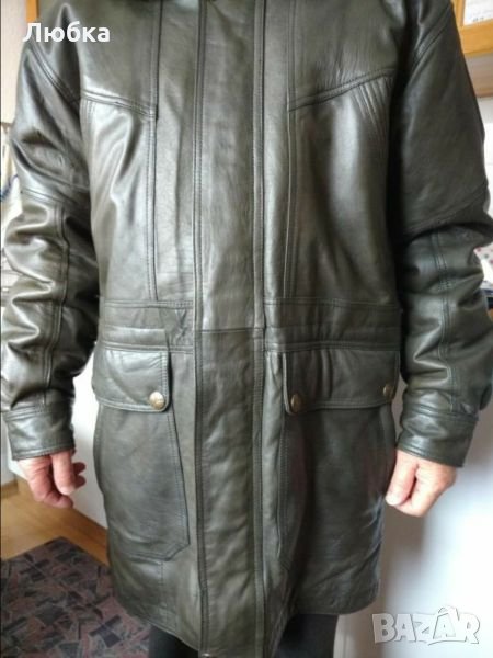 Ново мъжко дълго кожено яке, естествена кожа , снимка 1