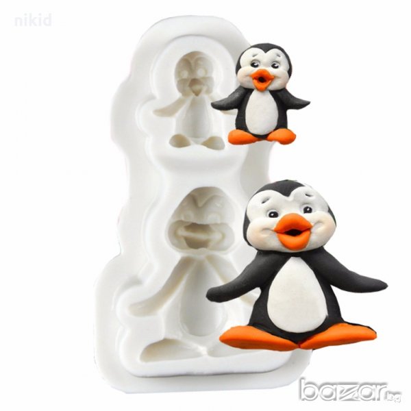 2 Пингвина пингвини пингвин силиконов молд форма декорация и украса фондан шоколад пита тесто, снимка 1