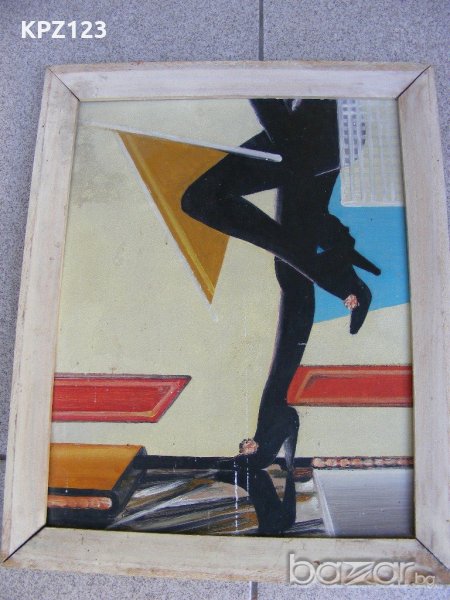 Картина дамски крака масло върху фазер рамкирана, снимка 1