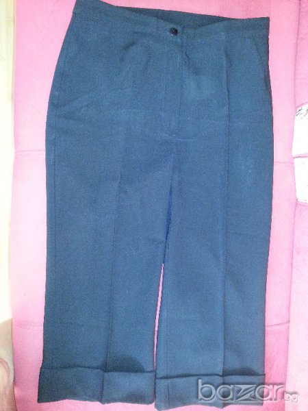Дамски панталон с маншети три четвърти черен, снимка 1