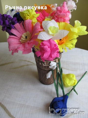 Ръчно изработени цветя от хартия, снимка 13 - Декорация за дома - 13536620