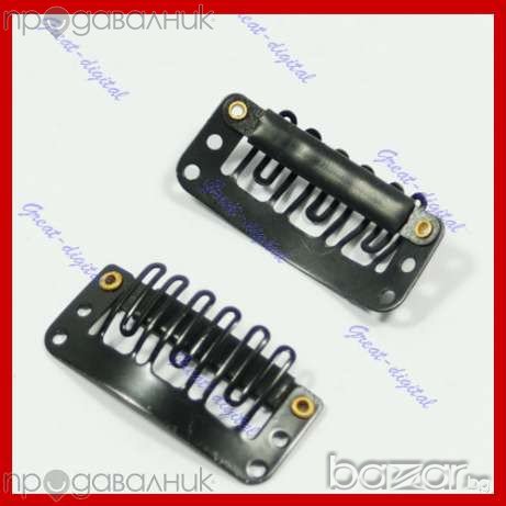 клипси за удължаване на косата или перука черни 32 мм