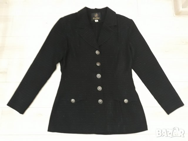 Черен дамски костюм сако и пола с ламе марка Дафне, снимка 1 - Комплекти - 23433969