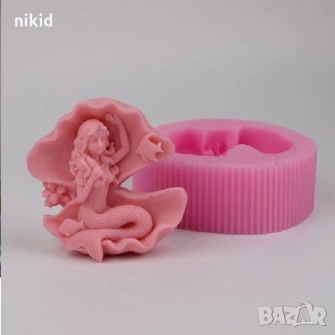 3d Русалка в Мидена черупка силиконов молд форма декор торта фондан гисп смола свещ , снимка 2 - Форми - 23827190