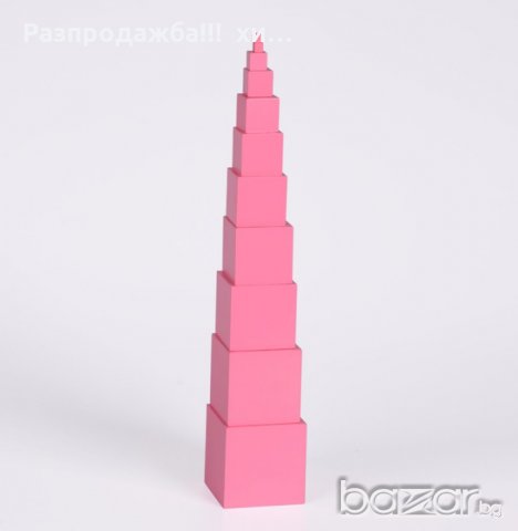Розовата Кула на Монтесори - малък размер всички Монтесори игри, снимка 3 - Образователни игри - 18587134