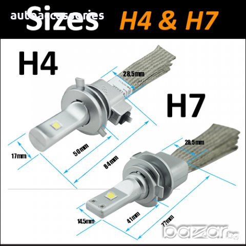 Диодни LED крушки за фарове Н7,Н1,Н4,Н11 DC12-24V 60W 3600LM