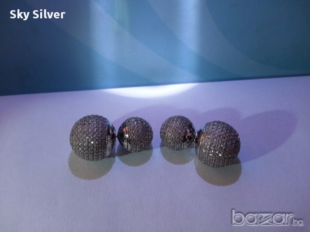 Топчестите сребърни обеци, снимка 1 - Обеци - 16065700