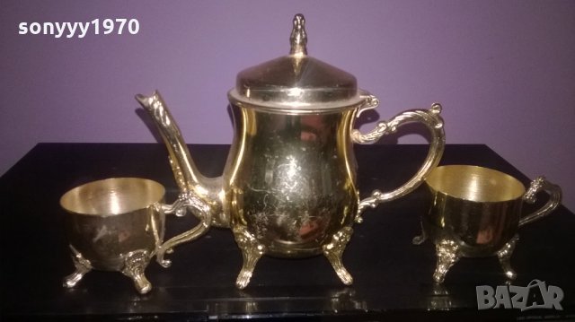 златна кана с две чаши за кафе или колекция-внос швеицария, снимка 2 - Колекции - 25343905