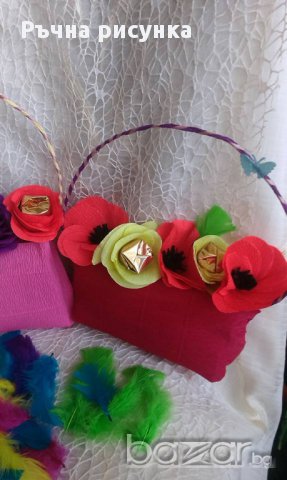 Ръчно изработени чантички за подарък от хартия с цветя от хартия с бонбони, снимка 6 - Декорация за дома - 14060421