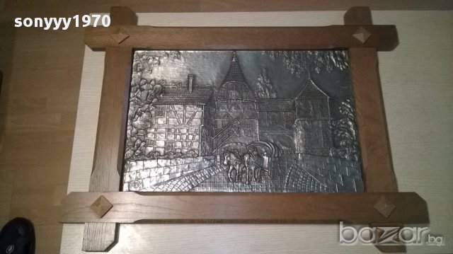 Голяма картина/пластика с дървена рамка 84/64см-внос швеицария, снимка 2 - Антикварни и старинни предмети - 14880408