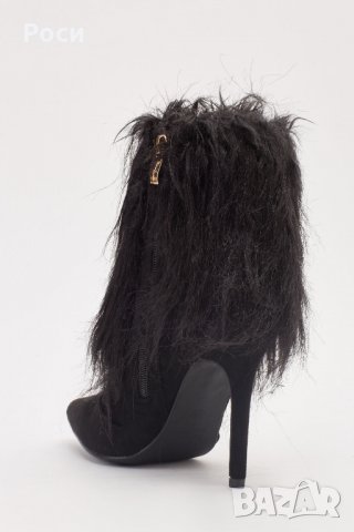 Дамски зимни боти елегантен тънък ток и пух- около глезена -  нови - 38 , снимка 4 - Дамски боти - 23758742