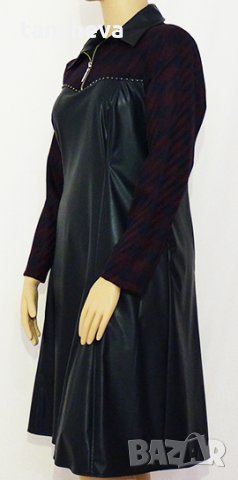 Нова рокля от лилава еко кожа - XL, снимка 3 - Рокли - 23295884