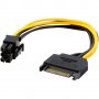 21.Преходен кабел 15pin SATA Power to 6pin PCI Express Adapter за захранване на видеокарти.НОВ, снимка 1 - Кабели и адаптери - 24423369