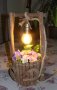 Уникална, ръчно изработена дървена битова лампа Геран за механа в битов/винтидж стил, снимка 1 - Настолни лампи - 24568964