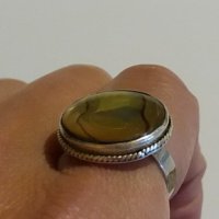Среб.пръстен-с лабрадорит-4,61гр.-проба-925. Закупен от Германия., снимка 3 - Пръстени - 20257101