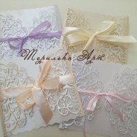 Луксозна сватбена покана в бяла перла, снимка 2 - Декорация - 20767053