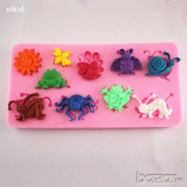 Насекоми сухоземни животни силиконов молд за фондан украса торта декорация шоколад, снимка 1
