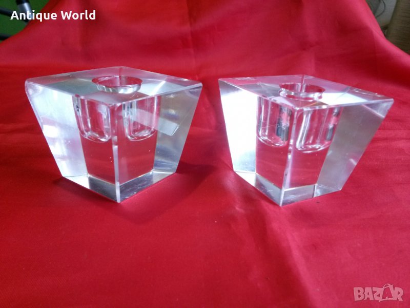 Комплект Свещници Кристално Стъкло , снимка 1