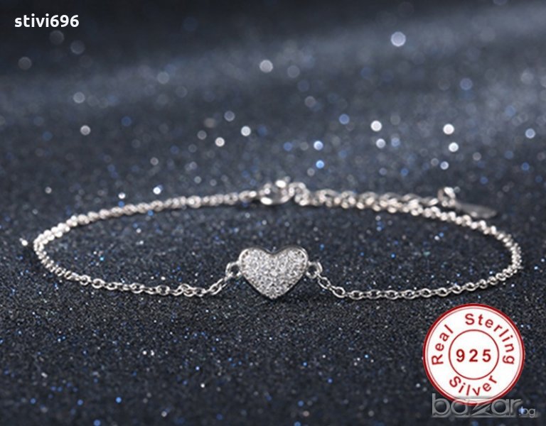 Гривна сърце S925 стерлинг. , снимка 1