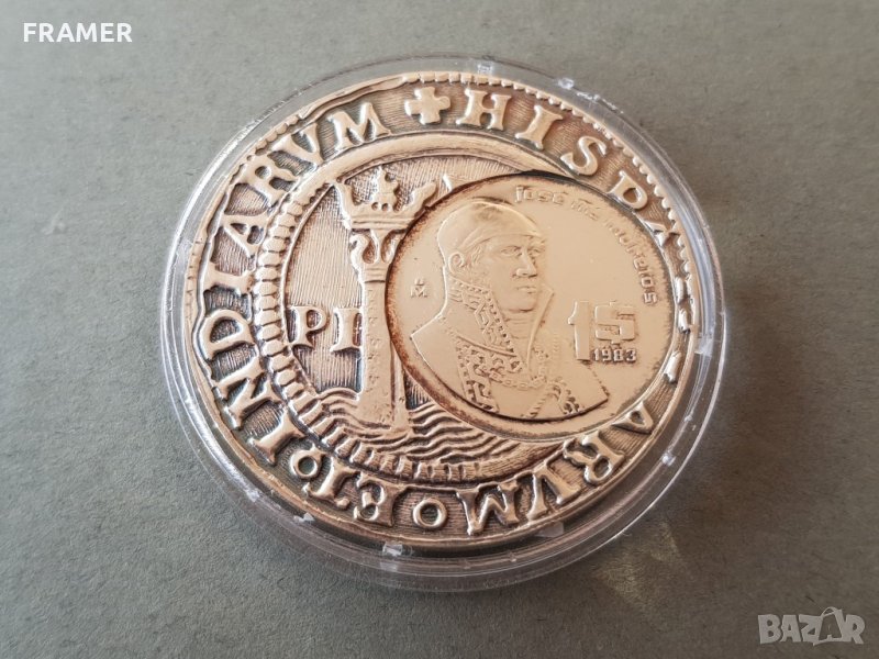 1 Oz унция 1983 1 Песос Мексико Сент Луис Сребро Супер Рядка, снимка 1