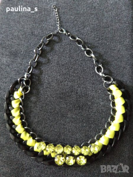 "Bershka" брандово колие с камъни / зелени кристали , снимка 1