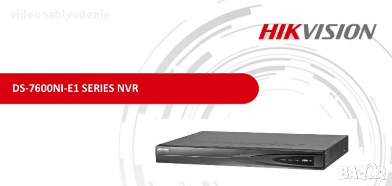 Мрежови NVR Рекордер за 4 IP Камери до 5MPx Hikvision DS-7604NI-E1/A Графично меню на Български език, снимка 1