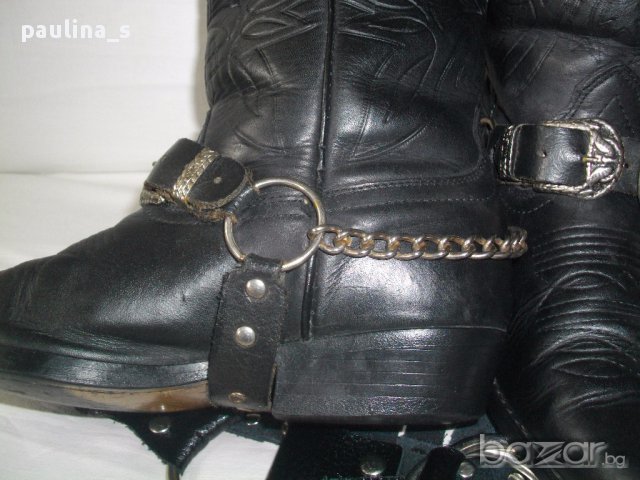 Уникални рокерски боти от бизонски бокс "Joe Sanchez" genuine leather / естествена кожа , снимка 7 - Дамски боти - 14614539