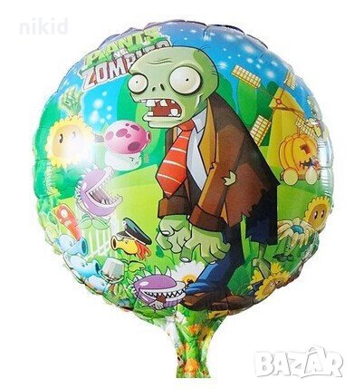 Plants vs Zombies Зомбита срещу растения кръгъл фолиев фолио балон хелий газ или обикновен